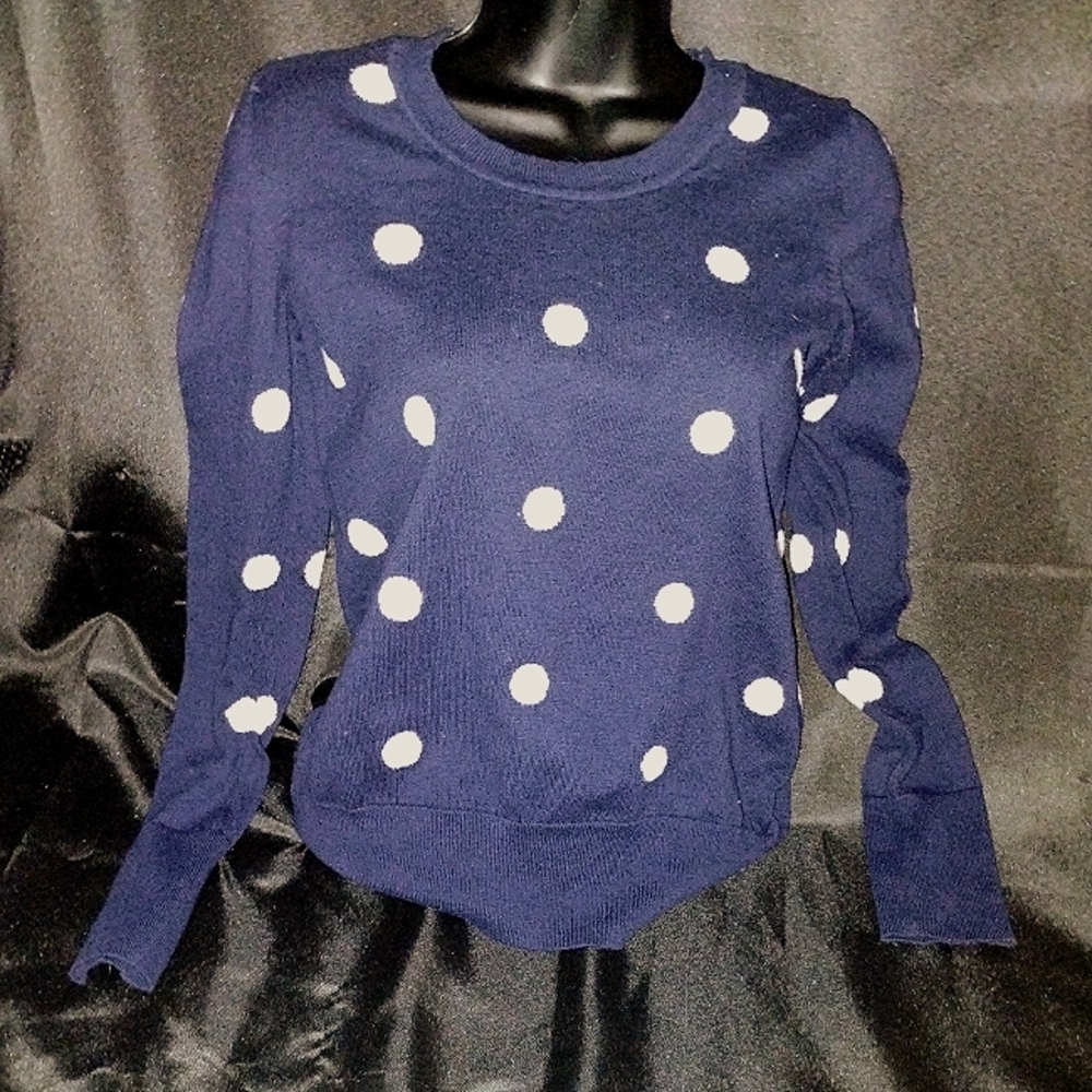 Gap navy blue polka dot lightweight sweater sz xs